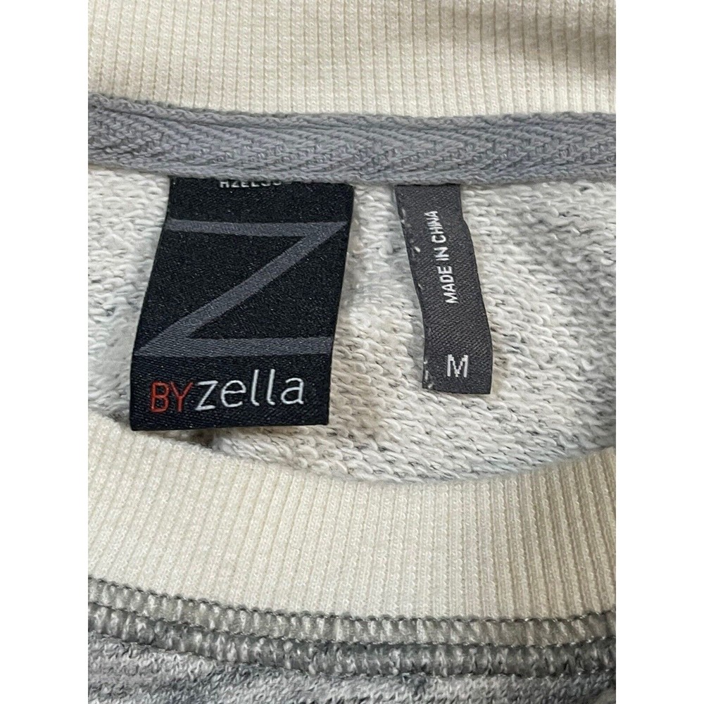 Z By Zella Sweatshirt Women's Size M Gray/White Cotton‎ Long Sleeve Round Neck - Picture 9 of 10